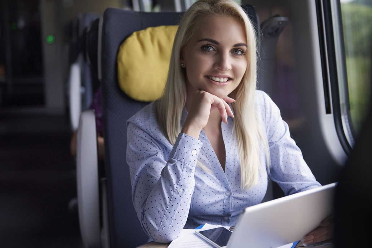 Home portrait of businesswoman at the train